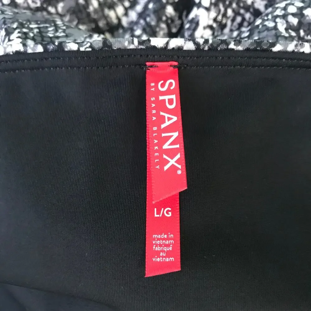 Spanx Leggings Womens Large Gray Faux Leather Snake‎ Shine Compression 20324R